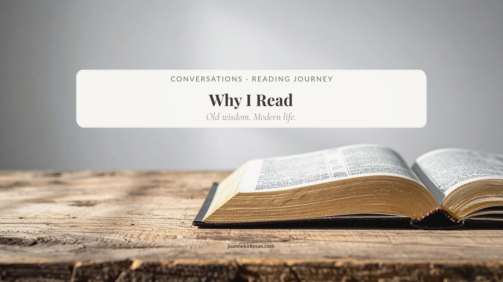 Open book in soft morning light on a wooden table, symbolising quiet reflection and learning.